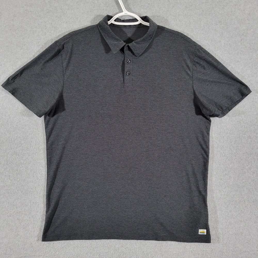 Vuori Mens Strato Tech Polo Gray Heather Performance Short Sleeve Shirt Large